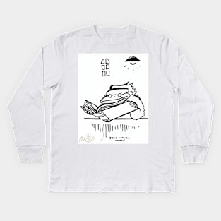 Scholarly Ape Reads Ancient Tome Kids Long Sleeve T-Shirt